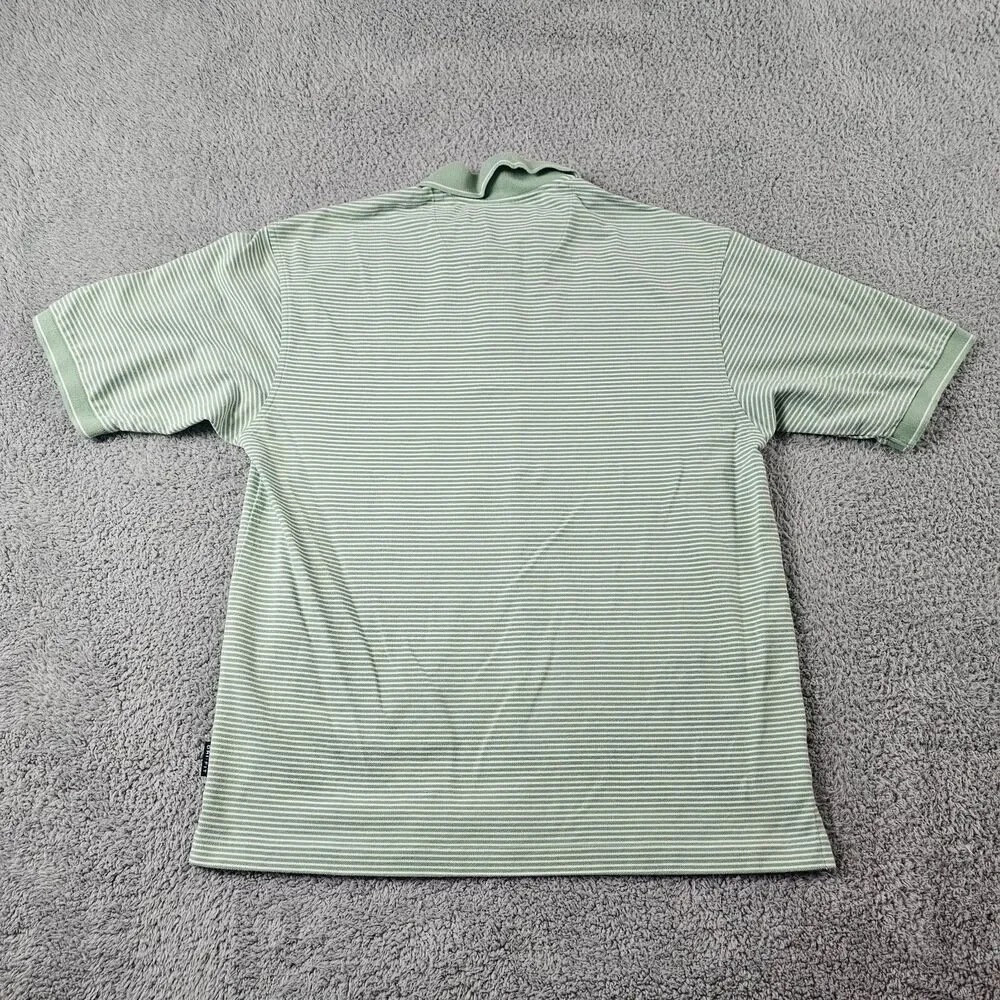 Nike Shirt Mens Medium Green Cotton Striped Golf Polo Dri Fit Casual Active